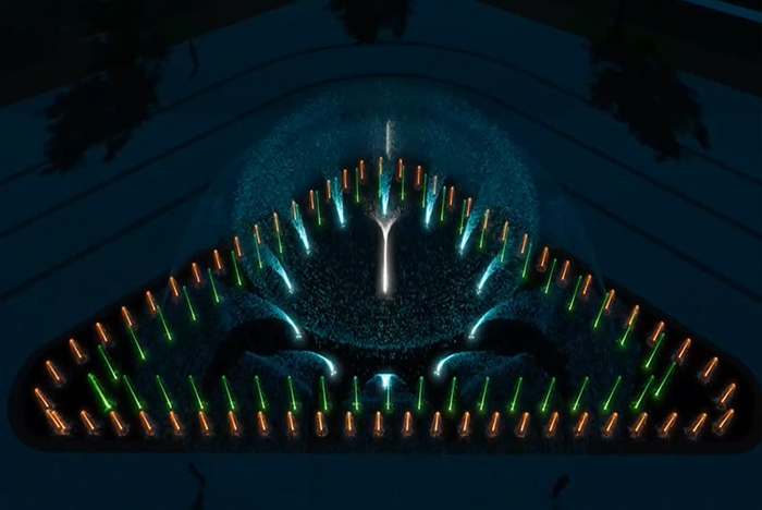 广场异型喷泉设计效果动画